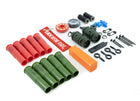 Fith Ops Gen4 Perimeter Trip Alarm, Eye Screws, Orion Sight and Sound Shells, CCI Primers in Carrier Caddy, 75' Dyneema Trip Line, Extra Pins, Extra Screws, 209 Adapter and Authur Screw Driver laid out with white background - Thumbnail Image